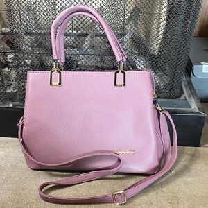 Aimiliy Pebbled Vegan NEW Satchel with Gold Accents 2 handles